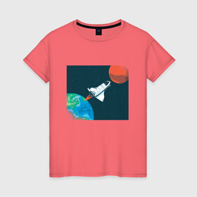 Женская футболка хлопок с принтом Маск SpaceX миссия на марс в Новосибирске, 100% хлопок | прямой крой, круглый вырез горловины, длина до линии бедер, слегка спущенное плечо | earth | elon musk | mars | nasa | red planet | roscosmos | space | space shuttle | star | stars | астронавт | илон маск | класная планета | космический пейзаж | космонавт | летит на марс | наса | планета земля | роскосмос | спейс экс | спейс