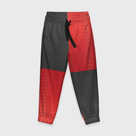 Детские брюки 3D с принтом Черно-красная Кожа в Новосибирске, 100% полиэстер | манжеты по низу, эластичный пояс регулируется шнурком, по бокам два кармана без застежек, внутренняя часть кармана из мелкой сетки | patchwork | skin | stripes | кожа | полосы