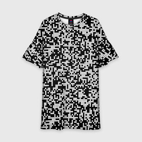 Детское платье 3D с принтом Пиксельная Текстура в Новосибирске, 100% полиэстер | прямой силуэт, чуть расширенный к низу. Круглая горловина, на рукавах — воланы | blackandwhite | pattern | pixels | пиксели | черно белый