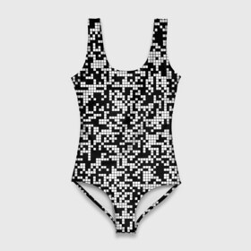 Купальник-боди 3D с принтом Пиксельная Текстура в Новосибирске, 82% полиэстер, 18% эластан | Круглая горловина, круглый вырез на спине | blackandwhite | pattern | pixels | пиксели | черно белый