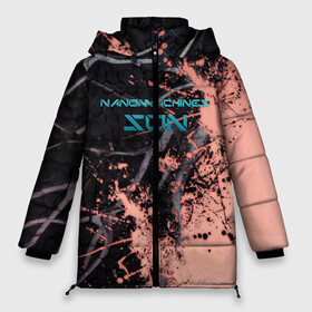 Женская зимняя куртка Oversize с принтом MGR - Nanomachines Son в Новосибирске, верх — 100% полиэстер; подкладка — 100% полиэстер; утеплитель — 100% полиэстер | длина ниже бедра, силуэт Оверсайз. Есть воротник-стойка, отстегивающийся капюшон и ветрозащитная планка. 

Боковые карманы с листочкой на кнопках и внутренний карман на молнии | armstrong | metal gear | metal gear rising | metal gear solid | mgr | mgs | nanomachines | nanomachines son | raiden | snake | steven armstrong | армстронг | мгр | мгс | метал гир | метал гир райзен | наномашины | наномашины сынок | райден