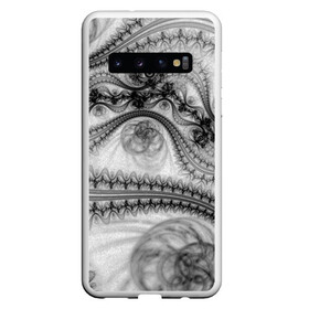 Чехол для Samsung Galaxy S10 с принтом Spilled ink Texture в Новосибирске, Силикон | Область печати: задняя сторона чехла, без боковых панелей | abstraction | black | chaos | gray | ink | madness | pattern | tentacles | texture | vortex | waves | white | абстракция | безумие | белое | вихрь | волны | серый | текстура | узор | хаос | чернила | черное | щупальца