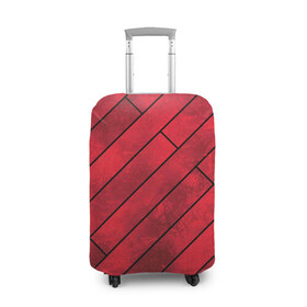Чехол для чемодана 3D с принтом Red Boards Texture в Новосибирске, 86% полиэфир, 14% спандекс | двустороннее нанесение принта, прорези для ручек и колес | attrition | boards | comic | dark | gloss | iron | light | metal | red | slabs | texture | wood | абстракция | глянец | дерево | доски | железо | картина | комикс | красный | линии | металл | паттерн | плиты | полосы | потертость | светлый