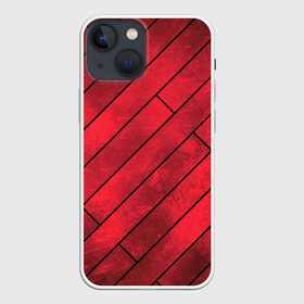 Чехол для iPhone 13 mini с принтом Red Boards Texture в Новосибирске,  |  | attrition | boards | comic | dark | gloss | iron | light | metal | red | slabs | texture | wood | абстракция | глянец | дерево | доски | железо | картина | комикс | красный | линии | металл | паттерн | плиты | полосы | потертость | светлый