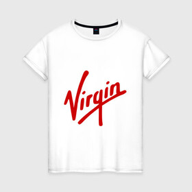 Женская футболка хлопок с принтом Virgin | Richard Branson в Новосибирске, 100% хлопок | прямой крой, круглый вырез горловины, длина до линии бедер, слегка спущенное плечо | galactic | бренсен | бренсон | брэнсeн | брэнсон | вингин | вирджин | вирджн | галактик | ричард