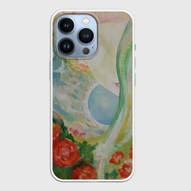 Чехол для iPhone 13 Pro с принтом Девушка в розах в Новосибирске,  |  | ангелы | девушка | душа | картина | лето | птицы | розы | цветы