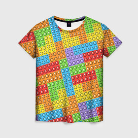 Женская футболка 3D с принтом POP IT / SIMPLE DIMPLE в Новосибирске, 100% полиэфир ( синтетическое хлопкоподобное полотно) | прямой крой, круглый вырез горловины, длина до линии бедер | dimple | pop | pop it | simple | squish | димпл | поп | поп ит | симпл | сквиш