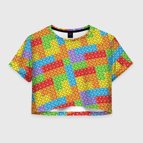 Женская футболка Crop-top 3D с принтом POP IT / SIMPLE DIMPLE в Новосибирске, 100% полиэстер | круглая горловина, длина футболки до линии талии, рукава с отворотами | dimple | pop | pop it | simple | squish | димпл | поп | поп ит | симпл | сквиш
