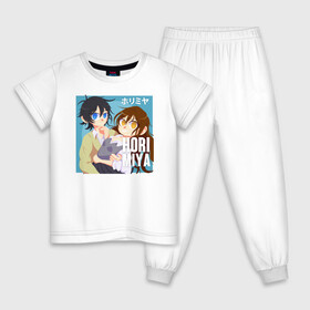 Детская пижама хлопок с принтом horimiya в Новосибирске, 100% хлопок |  брюки и футболка прямого кроя, без карманов, на брюках мягкая резинка на поясе и по низу штанин
 | anime | horimiya | kawaii | manga | shoujo | shoujomanga | аниме | манга | хоримия
