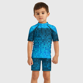 Детский купальный костюм 3D с принтом Летний бассейн в Новосибирске, Полиэстер 85%, Спандекс 15% | застежка на молнии на спине | 3d | 3д | sport | абстракция | линии | паттерн | соты | спортивный стиль | текстуры