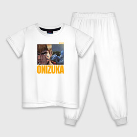 Детская пижама хлопок с принтом Onizuka в Новосибирске, 100% хлопок |  брюки и футболка прямого кроя, без карманов, на брюках мягкая резинка на поясе и по низу штанин
 | Тематика изображения на принте: eikichi onizuka | great teacher onizuka | gto | onizuka | крутой учитель онидзука | онидзука | эйкити онидзука