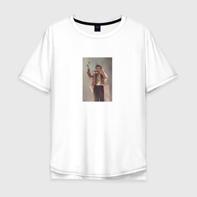 Мужская футболка хлопок Oversize с принтом HARRY STYLES в Новосибирске, 100% хлопок | свободный крой, круглый ворот, “спинка” длиннее передней части | Тематика изображения на принте: harry | one direction | rose