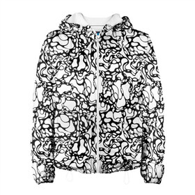 Женская куртка 3D с принтом Абстрактная жидкость в Новосибирске, ткань верха — 100% полиэстер, подклад — флис | прямой крой, подол и капюшон оформлены резинкой с фиксаторами, два кармана без застежек по бокам, один большой потайной карман на груди. Карман на груди застегивается на липучку | абстрактный | вода | геометрический | геометрия | дырки | жидкость | нейрографика | петли | плазма | пузыри | пятна | черно белый
