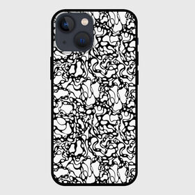 Чехол для iPhone 13 mini с принтом Абстрактная жидкость в Новосибирске,  |  | Тематика изображения на принте: абстрактный | вода | геометрический | геометрия | дырки | жидкость | нейрографика | петли | плазма | пузыри | пятна | черно белый