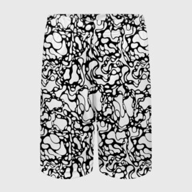 Детские спортивные шорты 3D с принтом Абстрактная жидкость в Новосибирске,  100% полиэстер
 | пояс оформлен широкой мягкой резинкой, ткань тянется
 | Тематика изображения на принте: абстрактный | вода | геометрический | геометрия | дырки | жидкость | нейрографика | петли | плазма | пузыри | пятна | черно белый