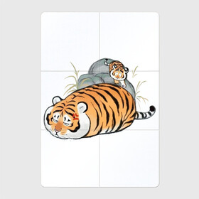 Магнитный плакат 2Х3 с принтом Дикая семейка в Новосибирске, Полимерный материал с магнитным слоем | 6 деталей размером 9*9 см | Тематика изображения на принте: арт | бамбук | камень | камни | рисунок | семья больших котиков | семья котиков | тигр | тигрёнок | тигриная семейка | тигриная семья | тигры