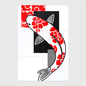 Магнитный плакат 2Х3 с принтом Карп кои с японским узором в Новосибирске, Полимерный материал с магнитным слоем | 6 деталей размером 9*9 см | Тематика изображения на принте: carp | fish | japan | koi | карп | карп кои | пион | рыба | узор | япония