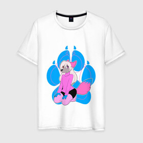 Мужская футболка хлопок с принтом Dog Furry в Новосибирске, 100% хлопок | прямой крой, круглый вырез горловины, длина до линии бедер, слегка спущенное плечо. | animal | anthro | covered in fur | dog | furry | fursuit | покрытый мехом | собака | фурри
