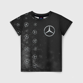 Детская футболка 3D с принтом Мерседес - Взрыв (Паттерн слева) в Новосибирске, 100% гипоаллергенный полиэфир | прямой крой, круглый вырез горловины, длина до линии бедер, чуть спущенное плечо, ткань немного тянется | amg | auto | bens | benz | logo | merc | mercedes | mersedes | moto | star | vthctltc | авто | амг | бенц | взрыв | звезда | класс | краска | лого | логотип | мерин | мерс | мерседес | мото | паттерн | символ | символы | ьуксувуы