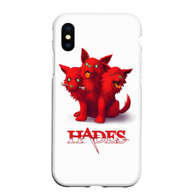 Чехол для iPhone XS Max матовый с принтом Hades wolf в Новосибирске, Силикон | Область печати: задняя сторона чехла, без боковых панелей | Тематика изображения на принте: hades | puppy | red | roguelike | three headed | wolf | бесконечные круги ада | волк | компьютерная игра | красный | трехглавый | щенок