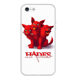 Чехол для iPhone 5/5S матовый с принтом Hades wolf в Новосибирске, Силикон | Область печати: задняя сторона чехла, без боковых панелей | hades | puppy | red | roguelike | three headed | wolf | бесконечные круги ада | волк | компьютерная игра | красный | трехглавый | щенок