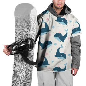 Накидка на куртку 3D с принтом Киты в Новосибирске, 100% полиэстер |  | Тематика изображения на принте: whale | белый кит | кит | киты | корабли | кораблики | маяк | морские | паттерн | синий кит | чайки