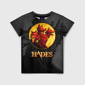Детская футболка 3D с принтом Hades wolf в Новосибирске, 100% гипоаллергенный полиэфир | прямой крой, круглый вырез горловины, длина до линии бедер, чуть спущенное плечо, ткань немного тянется | hades | roguelike | бесконечные круги ада | волк | компьютерная игра | красный | трехглавый