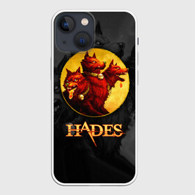 Чехол для iPhone 13 mini с принтом Hades wolf в Новосибирске,  |  | hades | roguelike | бесконечные круги ада | волк | компьютерная игра | красный | трехглавый