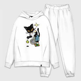 Мужской костюм хлопок OVERSIZE с принтом Tennis Cat в Новосибирске,  |  | animal | cat | cute | kitty | meow | sport | tennis | друг | животные | киска | китти | кот | котенок | котик | котэ | кошечка | кошка | лев | леопард | милый | мур | мяу | пантера | питомец | рысь | спорт | теннис | тигр