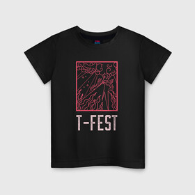 Детская футболка хлопок с принтом T-FEST в Новосибирске, 100% хлопок | круглый вырез горловины, полуприлегающий силуэт, длина до линии бедер | Тематика изображения на принте: 0372 | t fest | рэп | рэпер | т фест | ти фест | тифест | тфест