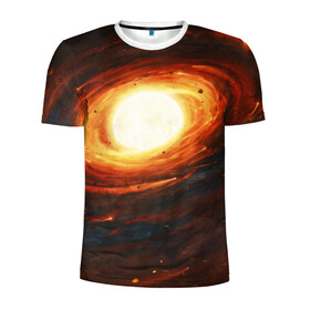 Мужская футболка 3D спортивная с принтом ГАЛАКТИКА КОСМОС СОЛНЦЕ в Новосибирске, 100% полиэстер с улучшенными характеристиками | приталенный силуэт, круглая горловина, широкие плечи, сужается к линии бедра | Тематика изображения на принте: space | галактика | звезды | космос | метеориты | огонь | планеты | солнечная система. | солнце