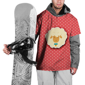Накидка на куртку 3D с принтом Овечка в Новосибирске, 100% полиэстер |  | арт | белая | белое животное | белый горох | горох | овечка | овца | пушистая | пушистик | рисунок | рисунок горошек