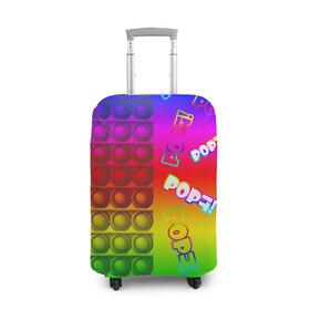 Чехол для чемодана 3D с принтом POP it! в Новосибирске, 86% полиэфир, 14% спандекс | двустороннее нанесение принта, прорези для ручек и колес | Тематика изображения на принте: pop it | rainbow | simple dimple | toy | игрушка | поп ит | радуга | симпл димпл