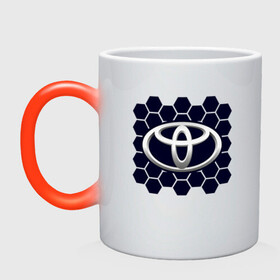 Кружка хамелеон с принтом Toyota - Honeycomb в Новосибирске, керамика | меняет цвет при нагревании, емкость 330 мл | Тематика изображения на принте: auto | camry | corolla | cruiser | land | logo | moto | rav | supra | toyota | авенсис | авто | автомобиль | камри | королла | крузер | ленд | лого | логотип | логотипы | марка | мото | рав | символ | соты | тойота | шильдик