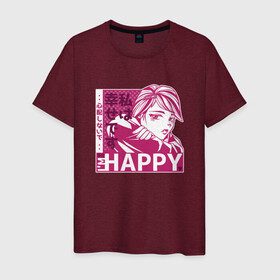 Мужская футболка хлопок с принтом Happy Sad Anime Girl Kanji в Новосибирске, 100% хлопок | прямой крой, круглый вырез горловины, длина до линии бедер, слегка спущенное плечо. | anime | chibi | cute | girls | happiness | im happy | japan | japanese | kawaii | manga | waifu | анимешник | анимешница | грусть | девочки | девушки | иероглифы | кандзи | лица | манга | настроение | рисунок в стиле аниме | счастье | типичная 