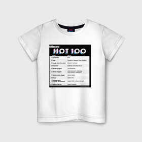 Детская футболка хлопок с принтом BTS DYNAMITE BILLBOARD HOT-100 в Новосибирске, 100% хлопок | круглый вырез горловины, полуприлегающий силуэт, длина до линии бедер | Тематика изображения на принте: bbma | bts | dynamite | j hope | jimin | jin | jk | rm | suga | v | чарт топ