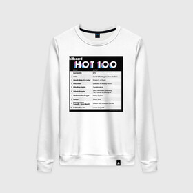 Женский свитшот хлопок с принтом BTS DYNAMITE BILLBOARD HOT-100 в Новосибирске, 100% хлопок | прямой крой, круглый вырез, на манжетах и по низу широкая трикотажная резинка  | bbma | bts | dynamite | j hope | jimin | jin | jk | rm | suga | v | чарт топ