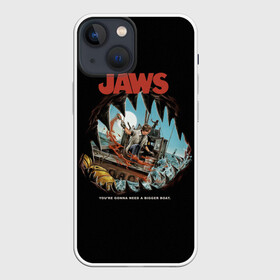 Чехол для iPhone 13 mini с принтом Jaws cinema в Новосибирске,  |  | jaws | jaws 2 | jaws movie | кино | челюсти | челюсти 2 | челюсти фильм