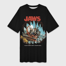 Платье-футболка 3D с принтом Jaws cinema в Новосибирске,  |  | jaws | jaws 2 | jaws movie | кино | челюсти | челюсти 2 | челюсти фильм