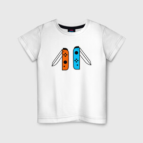 Детская футболка хлопок с принтом NINTENDO SWITCH в Новосибирске, 100% хлопок | круглый вырез горловины, полуприлегающий силуэт, длина до линии бедер | Тематика изображения на принте: nintendo | switch | заточка | игры | консоль | нинтендо | приставка | свитч