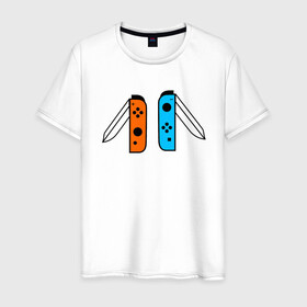 Мужская футболка хлопок с принтом NINTENDO SWITCH в Новосибирске, 100% хлопок | прямой крой, круглый вырез горловины, длина до линии бедер, слегка спущенное плечо. | nintendo | switch | заточка | игры | консоль | нинтендо | приставка | свитч