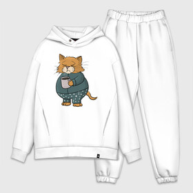 Мужской костюм хлопок OVERSIZE с принтом Сонный Кот в Новосибирске,  |  | animal | cat | cute | kitty | meow | друг | животные | киска | китти | кот | котенок | котик | котэ | кошечка | кошка | лев | леопард | милый | мур | мяу | пантера | питомец | рысь | тигр