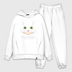 Мужской костюм хлопок OVERSIZE с принтом Meow в Новосибирске,  |  | animal | cat | cute | kitty | meow | друг | животные | киска | китти | кот | котенок | котик | котэ | кошечка | кошка | лев | леопард | милый | мур | мяу | пантера | питомец | рысь | тигр