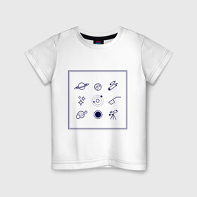 Детская футболка хлопок с принтом Астрономия в Новосибирске, 100% хлопок | круглый вырез горловины, полуприлегающий силуэт, длина до линии бедер | астроном | астрономия | астрофото | вселенная | гравитация | звезды | изучение звезд | планеты | солнечная система | телескоп | черная дыра