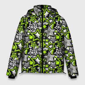 Мужская зимняя куртка 3D с принтом 3D звездочки в Новосибирске, верх — 100% полиэстер; подкладка — 100% полиэстер; утеплитель — 100% полиэстер | длина ниже бедра, свободный силуэт Оверсайз. Есть воротник-стойка, отстегивающийся капюшон и ветрозащитная планка. 

Боковые карманы с листочкой на кнопках и внутренний карман на молнии. | 3d | 3д | stars | абстракция | звездопад | звездочки | звезды | паттерн | текстуры