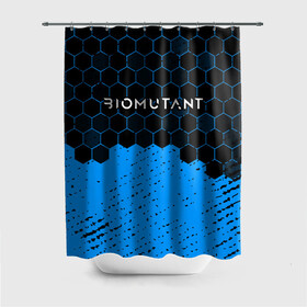 Штора 3D для ванной с принтом Biomutant - Hexagon в Новосибирске, 100% полиэстер | плотность материала — 100 г/м2. Стандартный размер — 146 см х 180 см. По верхнему краю — пластиковые люверсы для креплений. В комплекте 10 пластиковых колец | Тематика изображения на принте: bio | biomutant | game | games | mutant | био | биомутант | игра | игры | мутант | соты