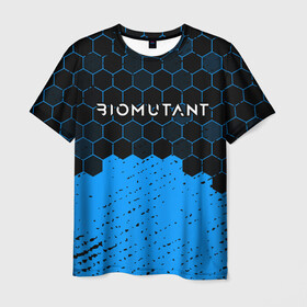 Мужская футболка 3D с принтом Biomutant - Hexagon в Новосибирске, 100% полиэфир | прямой крой, круглый вырез горловины, длина до линии бедер | Тематика изображения на принте: bio | biomutant | game | games | mutant | био | биомутант | игра | игры | мутант | соты