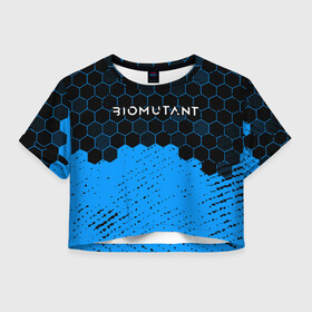 Женская футболка Crop-top 3D с принтом Biomutant - Hexagon в Новосибирске, 100% полиэстер | круглая горловина, длина футболки до линии талии, рукава с отворотами | Тематика изображения на принте: bio | biomutant | game | games | mutant | био | биомутант | игра | игры | мутант | соты