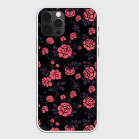 Чехол для iPhone 12 Pro Max с принтом Ночные розы в Новосибирске, Силикон |  | Тематика изображения на принте: арт | красная роза | красные розы | ночь | рисунок | роза | розовая роза | розовые розы | розы | тёмный фон | цветок | цветы | чёрное | яркие цветы | яркий цветок