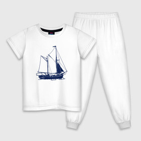 Детская пижама хлопок с принтом Корабль в Новосибирске, 100% хлопок |  брюки и футболка прямого кроя, без карманов, на брюках мягкая резинка на поясе и по низу штанин
 | ships | whale | кит | киты | корабли | кораблики | корабль | море | морские | морское | паруса